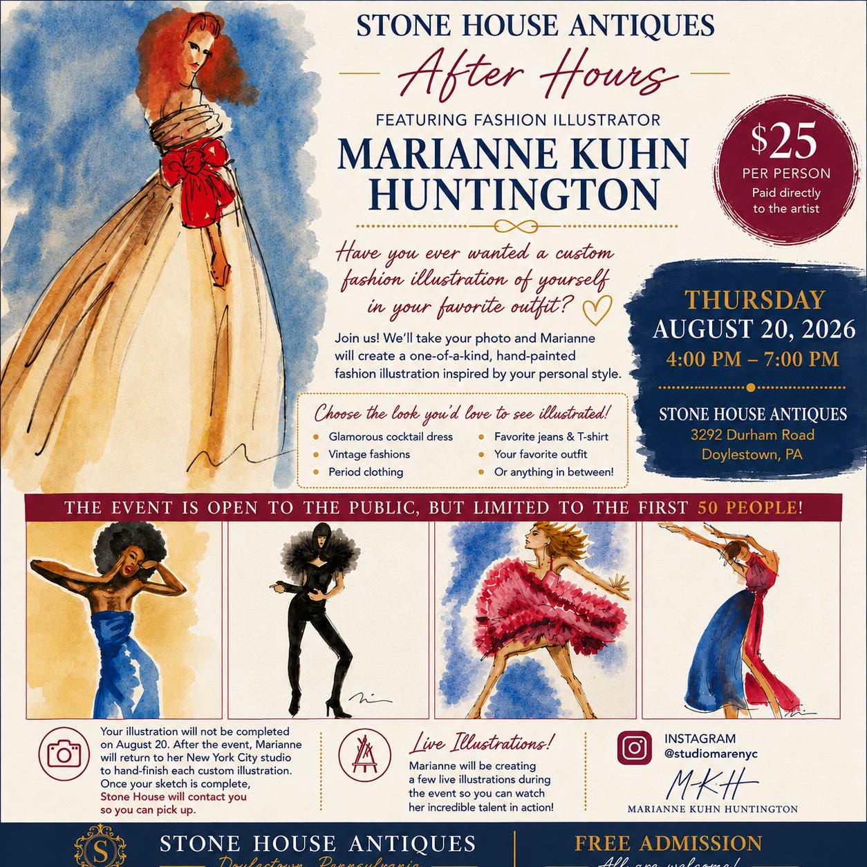 Stone House After Hours – Have Your Own Fashion Illustration Created!