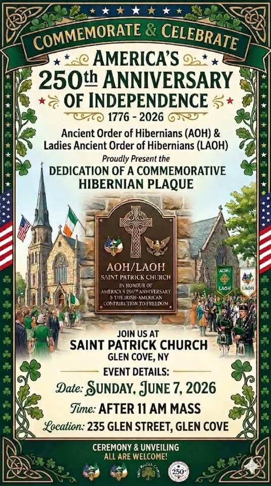 AOH & LAOH to Dedicate Commemorative Plaque Honoring America’s 250th Anniversary