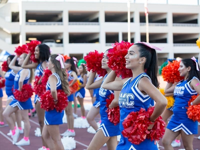 Halftime activities at the SMC Corsairs 2019 Homecoming Game on Saturday, Oct. 19 include a performance by SMC Cheer, a parade of SMC athletic teams to show SMC school spirit, and a drawing for an iPad Mini and headphones. 