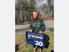  Anna Flannagan, a senior in the Natural Resource Management Program, was pleased to receive a sign of school spirit and encouragement on Wednesday from faculty and staff.