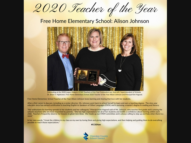 Meet A Cherokee County Teacher Of The Year Alison Johnson Of Free