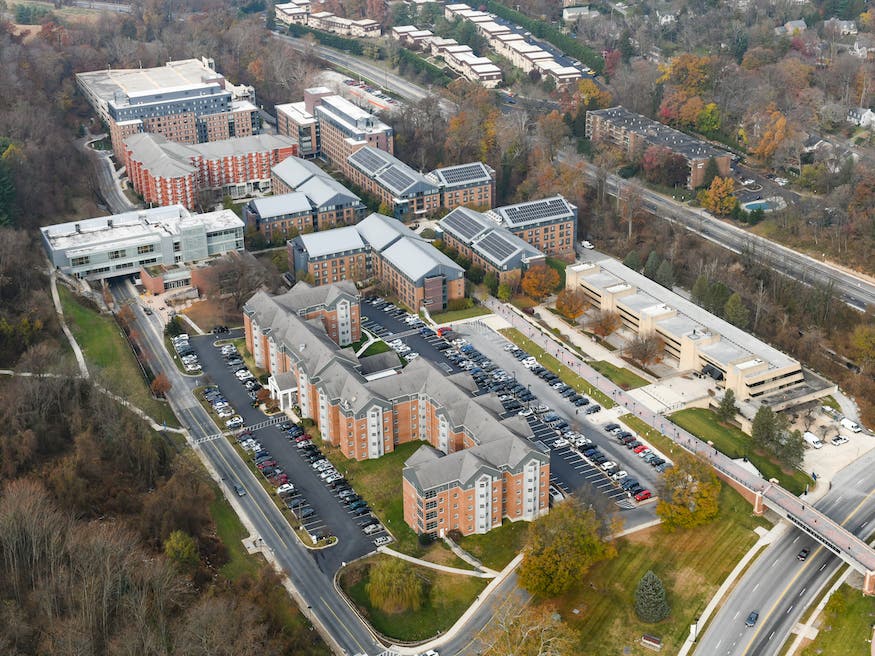 Aerial view of West Village at Towson University
