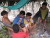 Author David Good reunites with his mother in 2011 in the Yanomami village of Irokai-teri.