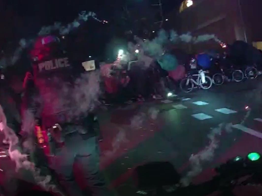 Protestors and police met in the streets of downtown Evanston on Oct. 31, 2020.