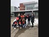 Christine Mahoney, Anabella Falkenberg, Molly Lavelle, Hannah Regan and Overlook Chief Nursing Officer Mary Pat Sullivan pose with Kylie Finkelstein, Kate Johnston and Hannah Sherman.