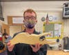 Islip High School senior Tommy O’Shea created a Long Island bandsaw box in Jesse Eilbeck’s woodshop class.
