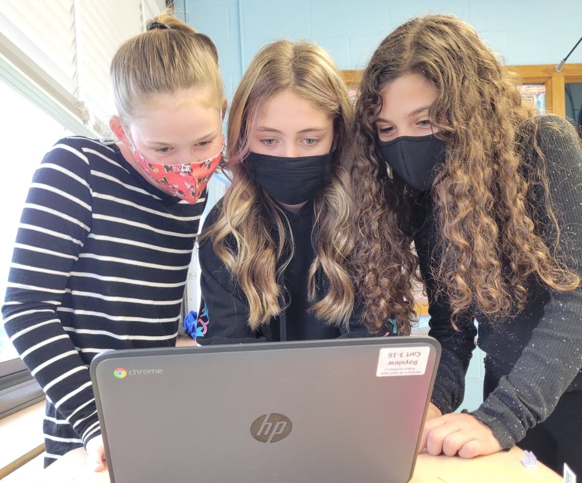 Bayview Elementary School fifth graders Layla Kelly, Sophia Lastorino and Lena Okurowski were named winners for their video “Save the Ocean!” in PSEG Long Island’s “I Am EM-Powered” PSA contest for Earth Day.