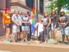 Hoboken Mayor Ravi Bhalla and members of the City Council raise the Pride Flag on Saturday, June 5.