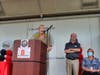 West Haven Mayor Nancy R. Rossi congratulates eighth graders of Bailey Middle School’s Team 9 on their promotion to high school at a ceremony behind the school gym Wednesday.