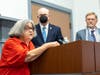 Fran Sinish (left), a family caregiver to her adult son and volunteer with AARP and the Southwestern CT Agency on Aging, joined Sen. Kelly (center), Rep. Wilson (right), and other lawmakers and advocates to honor National Family Caregivers Month.