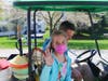 Lazer received a tour of facilities, which included a ride in the workman's cart.