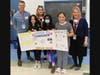 Back row - Panel Judges - Board of Education member Daniel Croson, Susan Zeitels, and Sandra Jacome along with Grade 5 students Allie Fahs, Nithila Senthil & Siena Patoilo, following their Women In Leadership presentation.