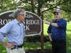 Newtown Supervisors Dennis Fisher (left) & John Mack (right) discuss the goals of Friends of Robert Ridge Park.