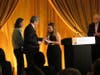 Jessica Stemple receives her award from Overlook president Alan Lieber and Neil Morganstein, MD