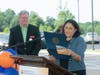 Kellie Doucette, District Director, Office of Congresswoman Mikie Sherrill, reads a proclamation for the new hospital