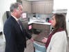 Alissa Getts, Atlantic Rehabilitation Institute’s director of quality, shows Mayor Conley the dedicated ADL Suite (Activities of Daily Living), which allows patients to spend the night in a simulated home environment, to prepare for a return to home activ
