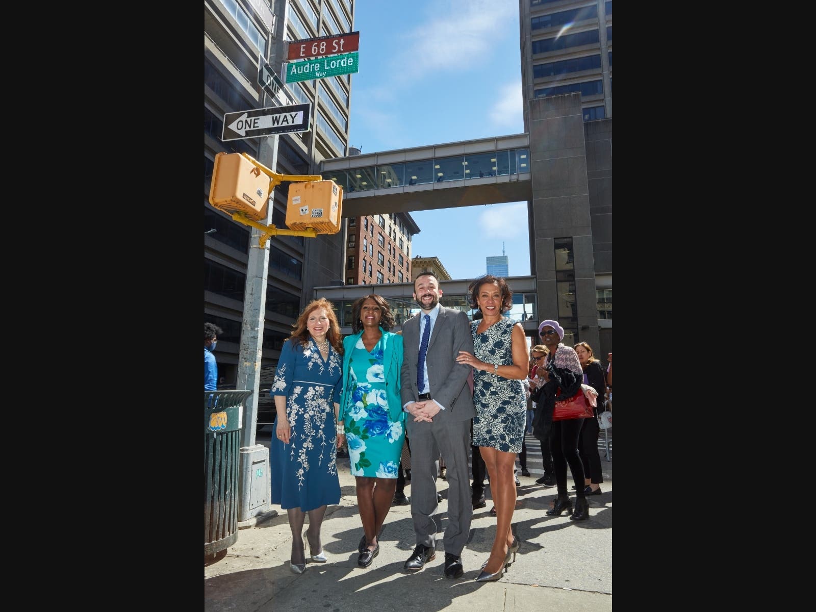 Left to right: Council Member Keith Powers, NY1’s Cheryl Wills, Hunter College President Jennifer J. Raab, and Hunter College Professor of Anthropology Jacqueline Nassy Brown
