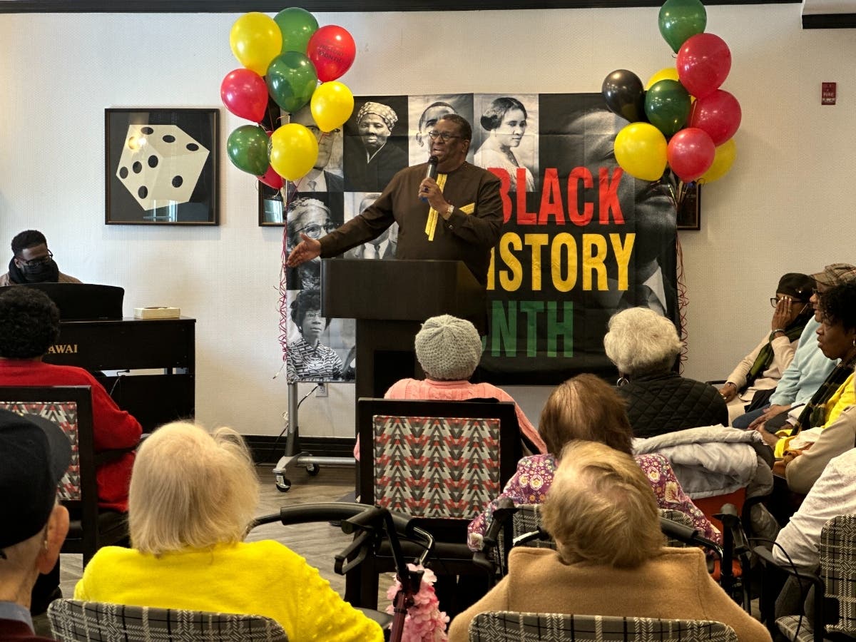 The Reverend Dr. Erwin Lee Trolinger, Jr., the Pastor of The Calvary Baptist Church Teaches Residents of The Bristal Assisted Living  at White Plains about the Historical Significance of Gospel Music