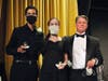 Wind Ensemble John Philip Sousa Award-winners Noah Kunkel and Meagan Michalik with PV Band Director Victor Mongillo