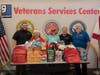 Present during the donation of backpacks for homeless veterans were (from l-r) Veterans Services program manager Todd Hughes, DAR members Rebecca Morgan and Jeanne McMillan, Veterans Service team member Randy Wright, and volunteer Richard Burger