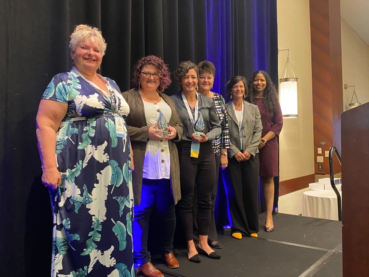 (From l-r) Kathleen Cowan, Safe Children Coalition; Courtney Ross, CarePortal; Jody Jester and Michelle Allen, Bridge A Life; Danielle Wright, CarePortal; and Secretary Shevaun Harris, Florida Department of Children and Families