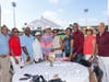 Soup-er Sponsors Sam and Dona Scott (center) with friends during the Bubbles & Beignets sponsor reception