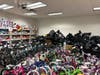 The storage room was bursting at the seams with donated gifts prior to the distribution to foster and other vulnerable children