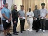 Ronald Suarez (second from left) with Achievers seniors (from l-r) Jayden McKenzie, Daniel Alvarado, Kamaria Charles, Jonathan Howard and Israel Samedi