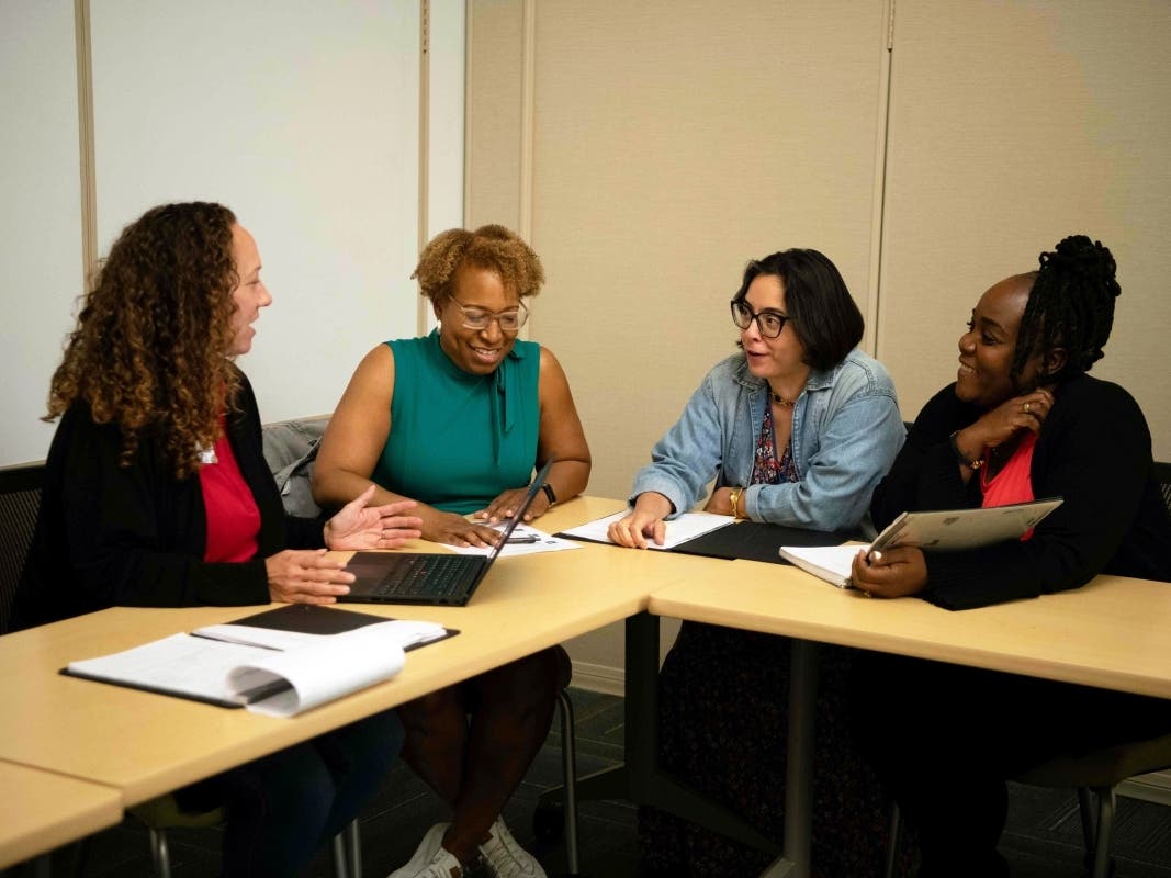 Goodwill Manasota team members Natalie Caukwell (GPC), Ann Meggs, GPC program manager, Antonia Rolle, director of Mission Services, and Paunyne Xavier (GPC)