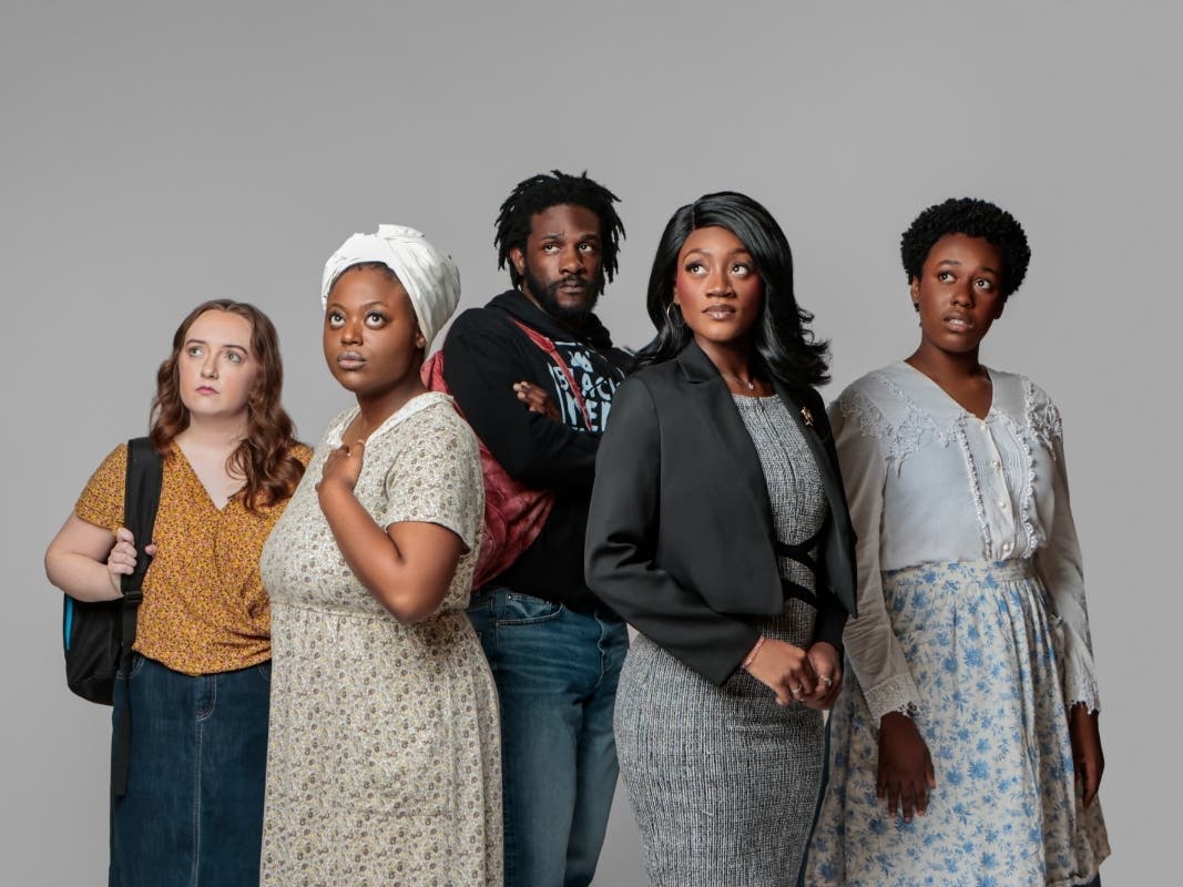 (HORIZONTAL) The cast of ‘Confederates’ is (from l-r) Laura McKennan, Moriah Cary, Peterly Jean-Baptiste, Jazzmin Carson and Canela Vasquez
