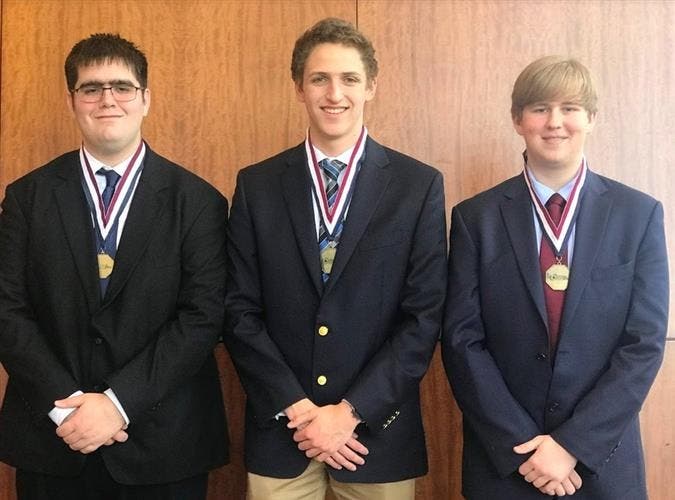 Ian Schultz, Luke Byrd and Aaron Bard placed first in the recent HOSA conference.