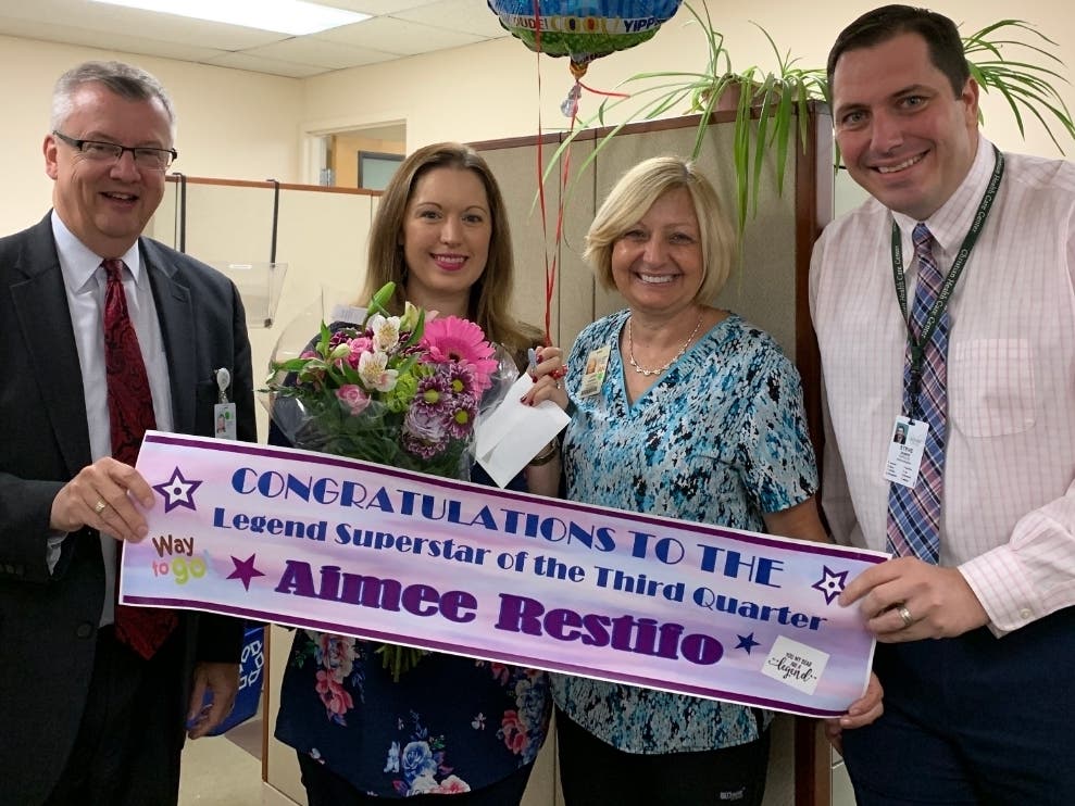 Pictured, from left, are Douglas A. Struyk, CPA, LNHA; Aimee Restifo, LCSW; Jamie Crowell, RN-BC; and Steve Dumke, LNHA, FACHE.