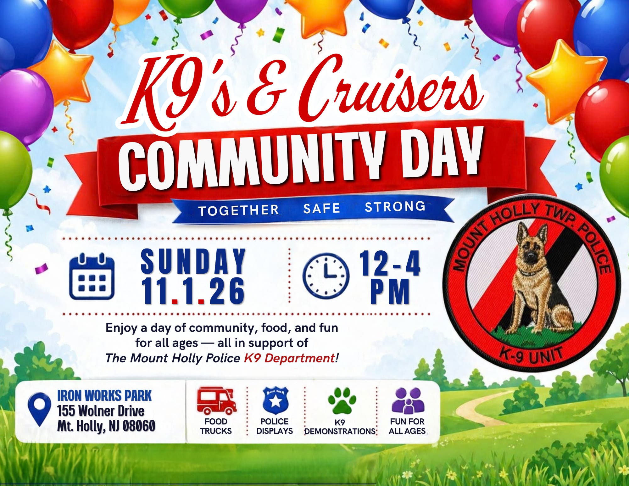 Cruisin’ 4 K9 Foundation Hosting K9’s & Cruisers Community Day on 11/1 to support Mount Holly PD