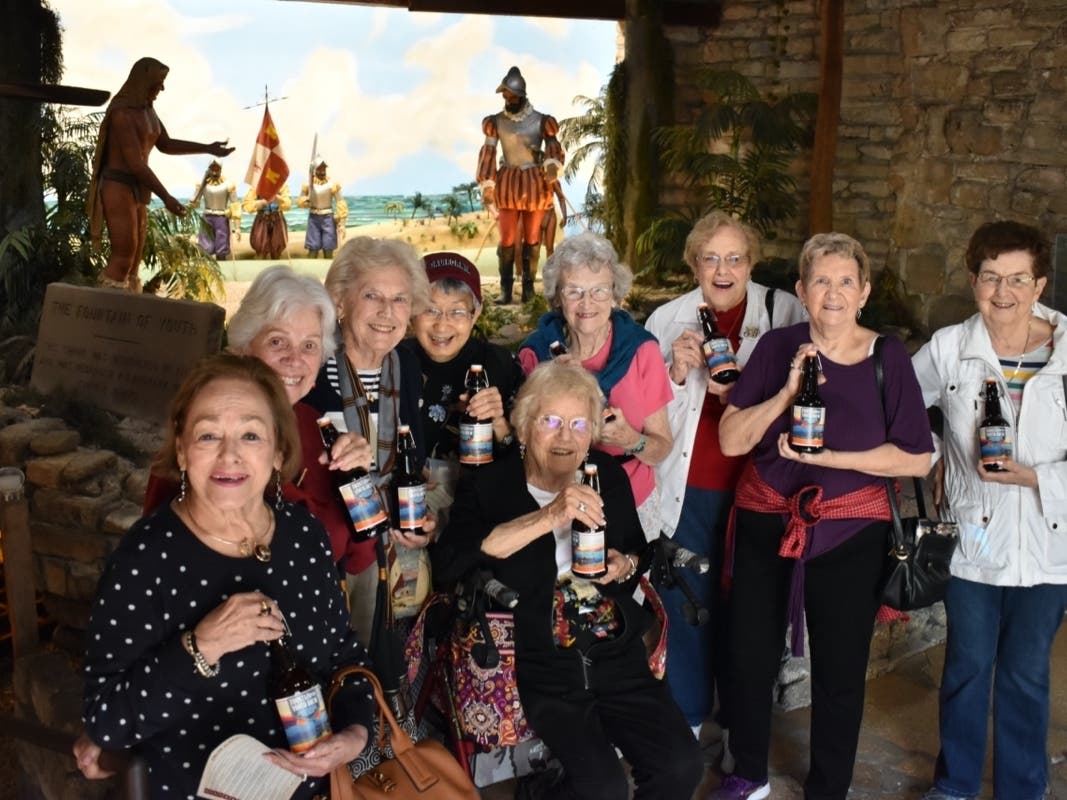 Residents toast with their beer Fountain of Youth Brew at the Fountain of Youth in St. Augustine 