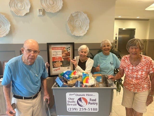 Members of The Watermark at Marco Island donated 133 lbs. of food to Our Daily Bread Food Pantry