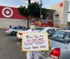 Tai Ji Men dizi, Ray Chen holds a sign that reads “Taiwan Must End 24-Year Abuses of Tai Ji Men Members’ Human Rights Now” in front of a Target store in California, on August 15, 2020.