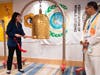Nadine Maenza, former chair of the United States Commission on International Religious Freedom (USCIRF), left, rings the Bell of World Peace and Love as Dr. Hong, Tao-Tze, leader of Tai Ji Men looks on during the IRF Summit 2022.