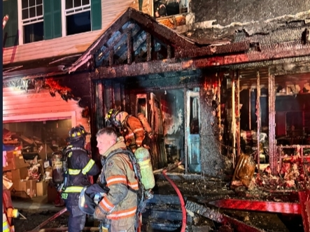 A fire destroyed a Milford home Monday night. One person was transported to the hospital. 