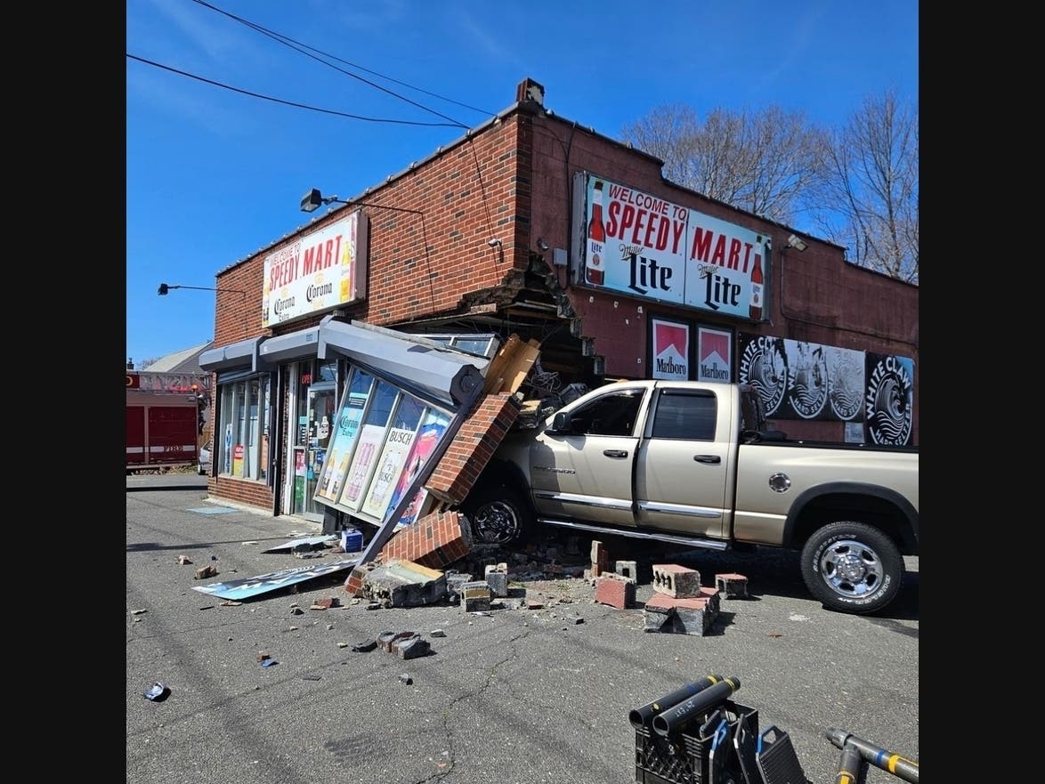 A Milford store was badly damaged when a pickup truck crashed into it earlier this week. 
