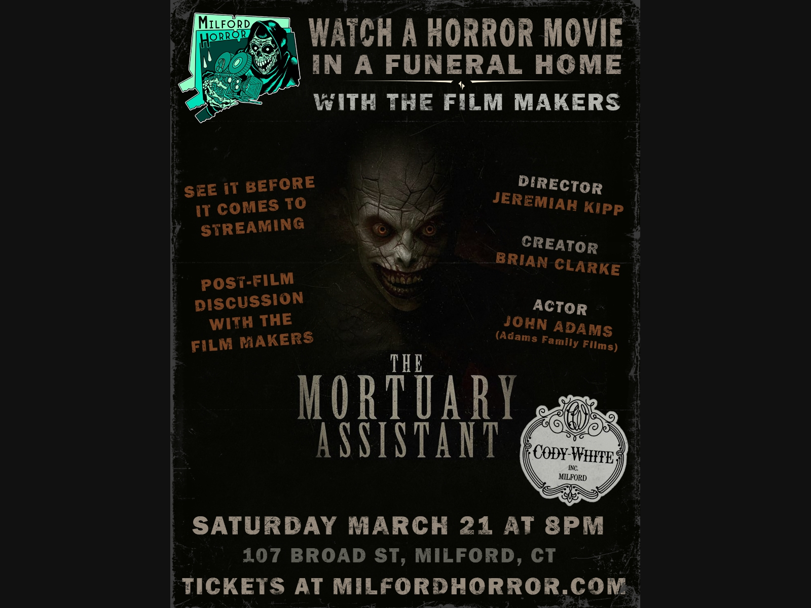 "The Mortuary Assistant" will be shown later this month at a local funeral home.