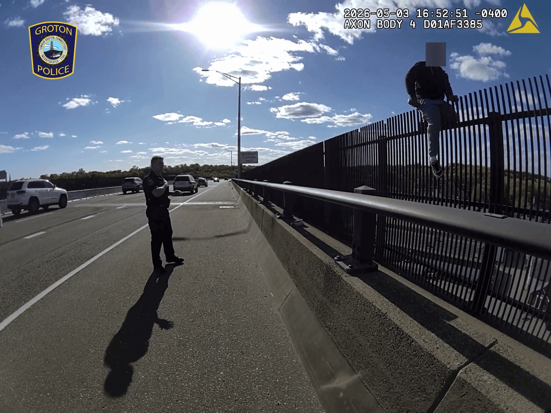 Police rescued a distraught man from the Gold Star Bridge in an incident Sunday.