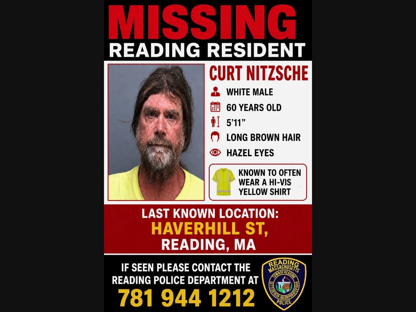 Police are asking for the public's assistance in finding a missing Reading resident.