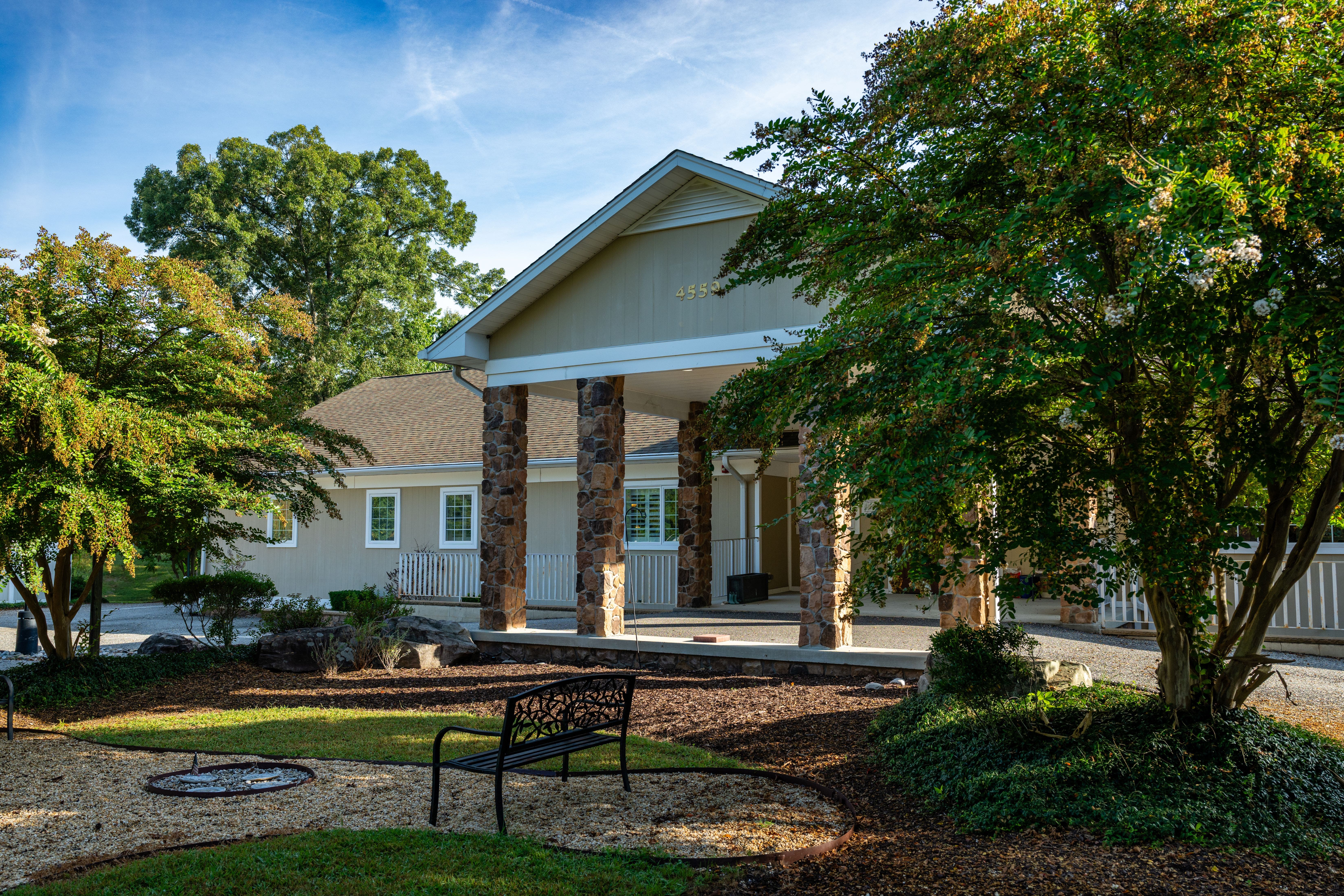 The front of The Burnett Center for Hope & Healing, located at 4559 Sixes Road in Prince Frederick, Maryland, is a welcoming space where Hospice of the Chesapeake provides compassionate community services, support and resources for those navigating life’s most challenging moments.