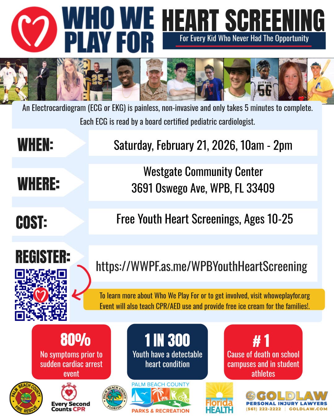 GOLDLAW Teams Up with Who We Play For to Host Free Heart Screening Event for Youth in West Palm