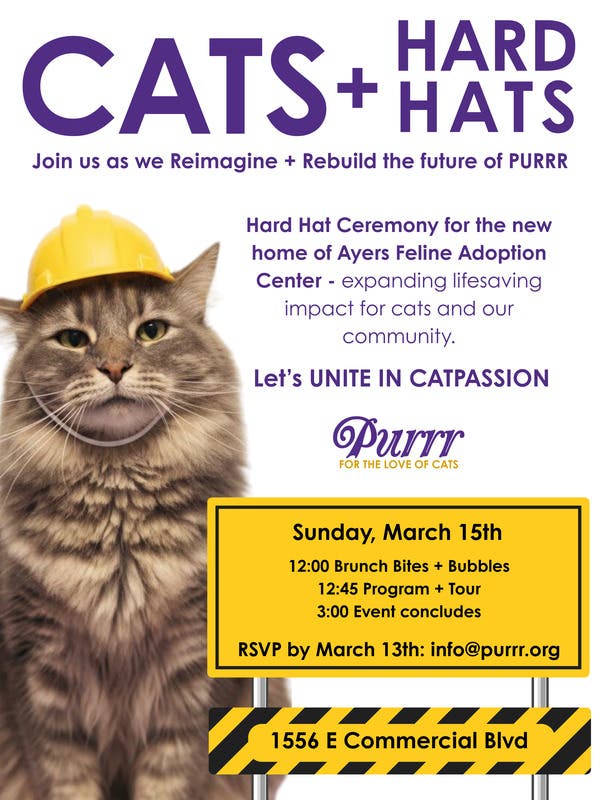 PURRR Adoption + Sanctuary to Host “Cats + Hard Hats” Construction Kickoff on March 15