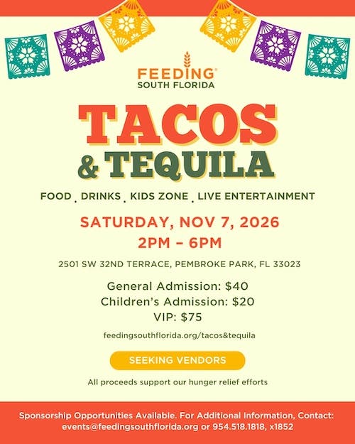 Feeding South Florida to Host “Tacos & Tequila” on Nov. 7