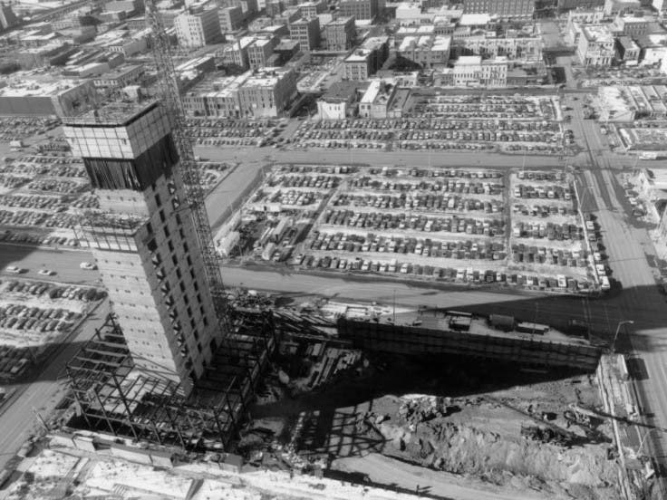 (Photo courtesy of Western History Collection, Denver Public Library) Energy Plaza (now 1125 17th Street) under construction in downtown Denver, 1979. (Photo courtesy of Western History Collection, Denver Public Library) Energy Plaza (now 1125 17th Street) under construction in downtown Denver, 1979.
