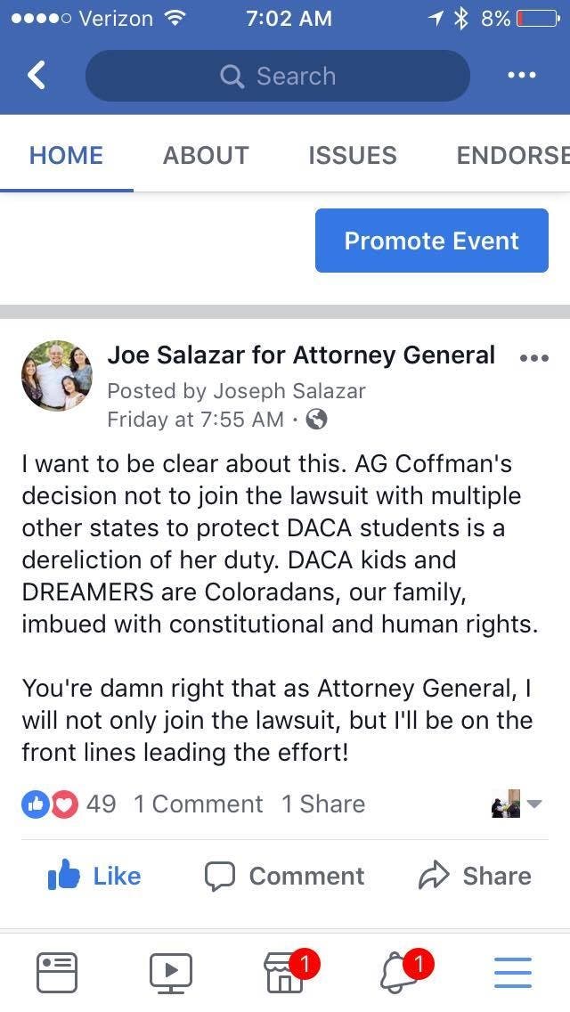 Joseph Salazar Facebook Post