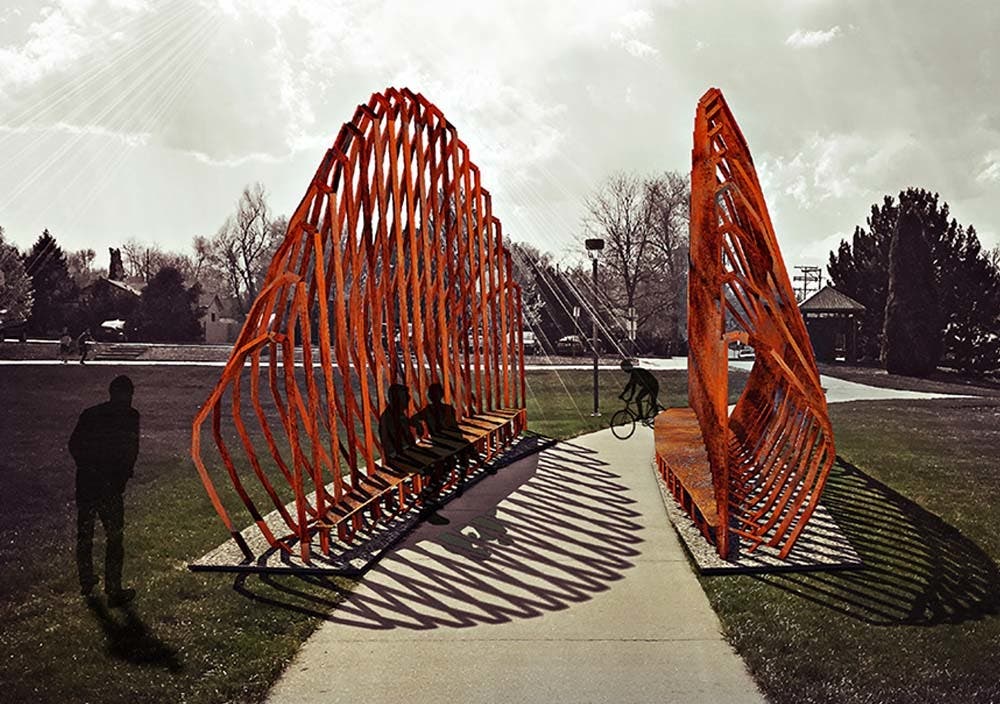 Lakewood ArtLine rendering of Stegosaurus interactive artwork