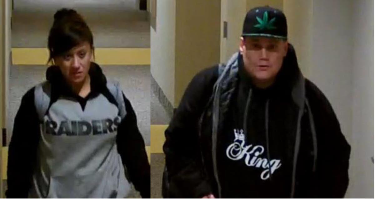 This couple is sought by Denver police for an apartment complex burglary Dec. 29, 2017. Courtesy Denver Police